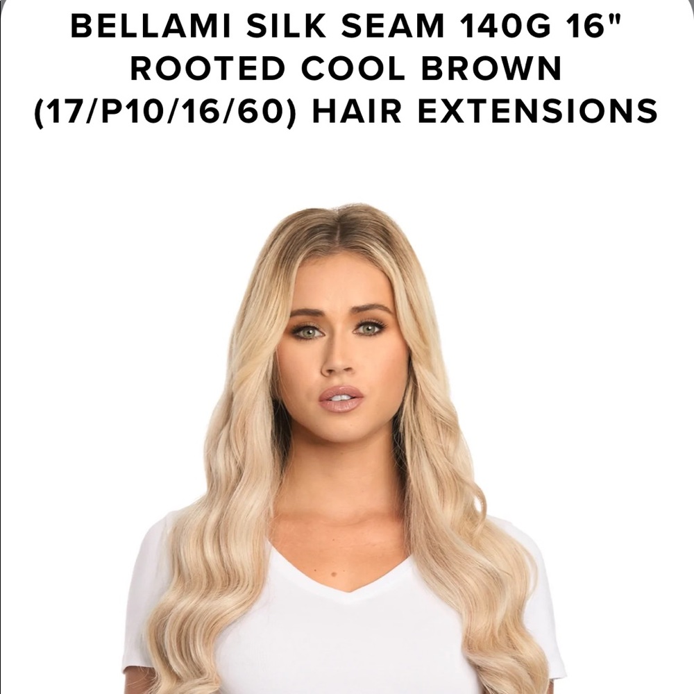 Bellami silk seam 16in in cool brown/butter blonde & 20in ponytail
